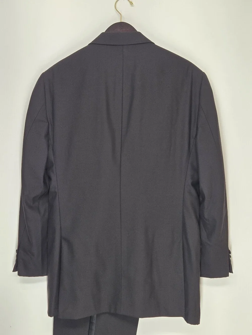 Pronto Uomo 41R 35W Black Tuxedo 2pc Suit Notch Lapel Satin 100% Wool